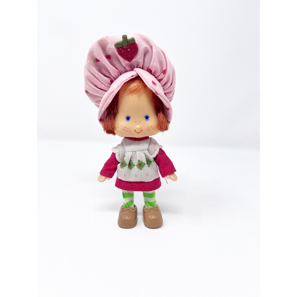Vintage Strawberry Shortcake Doll Pink Hat Green Striped Stockings Figurine 5.5"